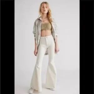 Free People -We The Free Just Float On Flare Jeans  Winter White NWT  Size 30